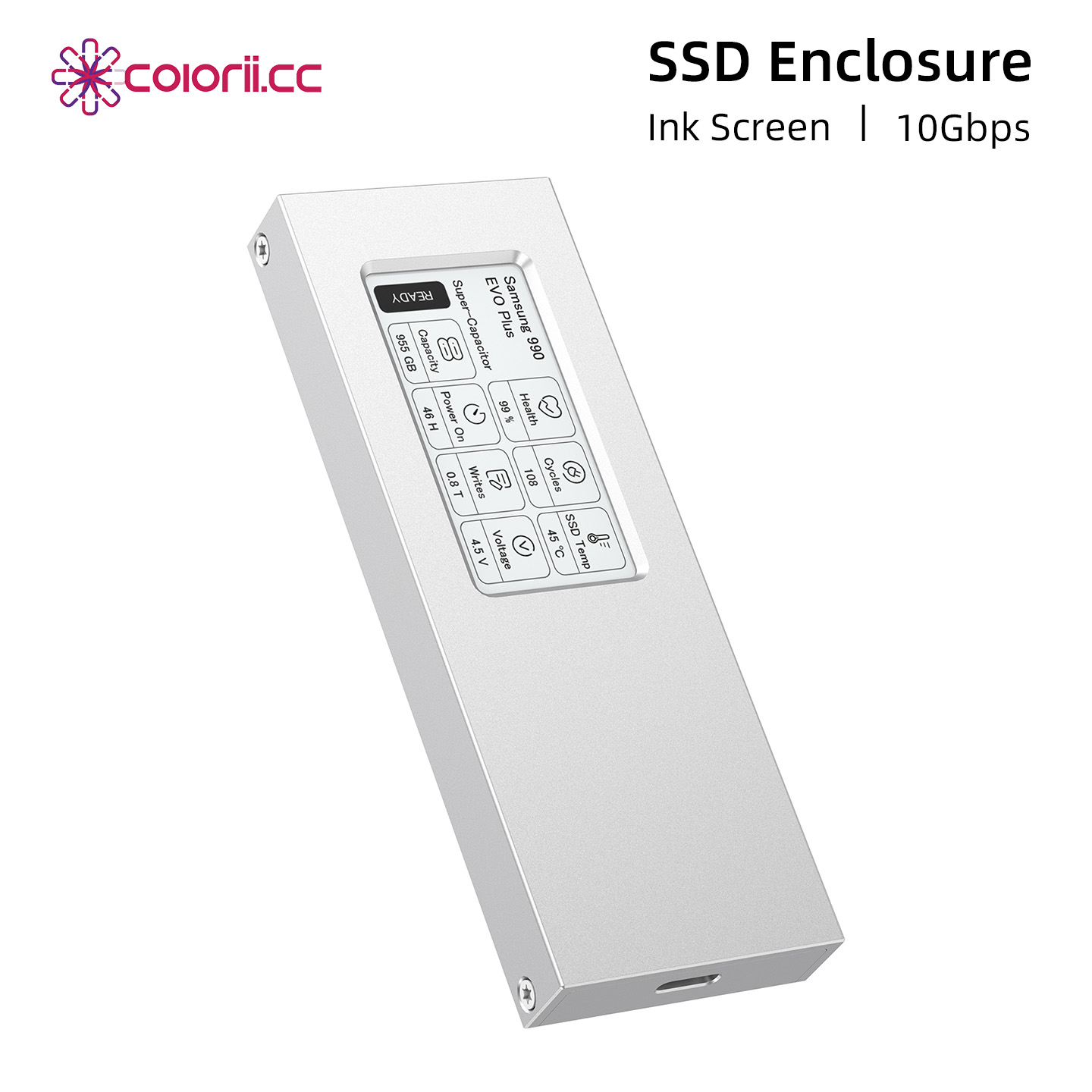 Portable Ssd Enclosure - E-Mürekkep Ekranlı M.2 NVMe SSD Kutusu
