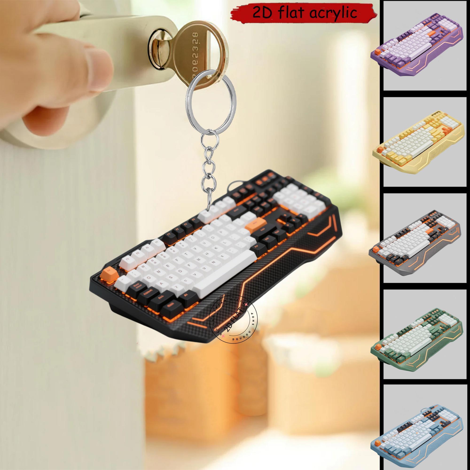 Tech Keychain Accessories - 2D Klavye Akrilik Anahtarlık Sevimli Tuş