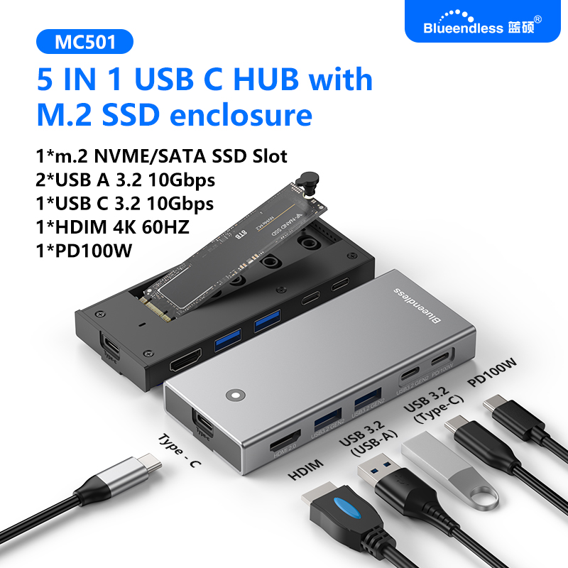 Portable Ssd Enclosure - Blueendless M2 Sata/NVMe SSD Kutusu USB