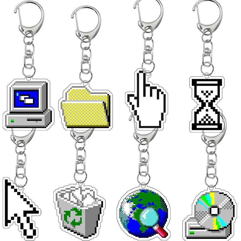 Tech Keychain Accessories - Yaratıcı Çift Taraflı Baskı Retro Piksel
