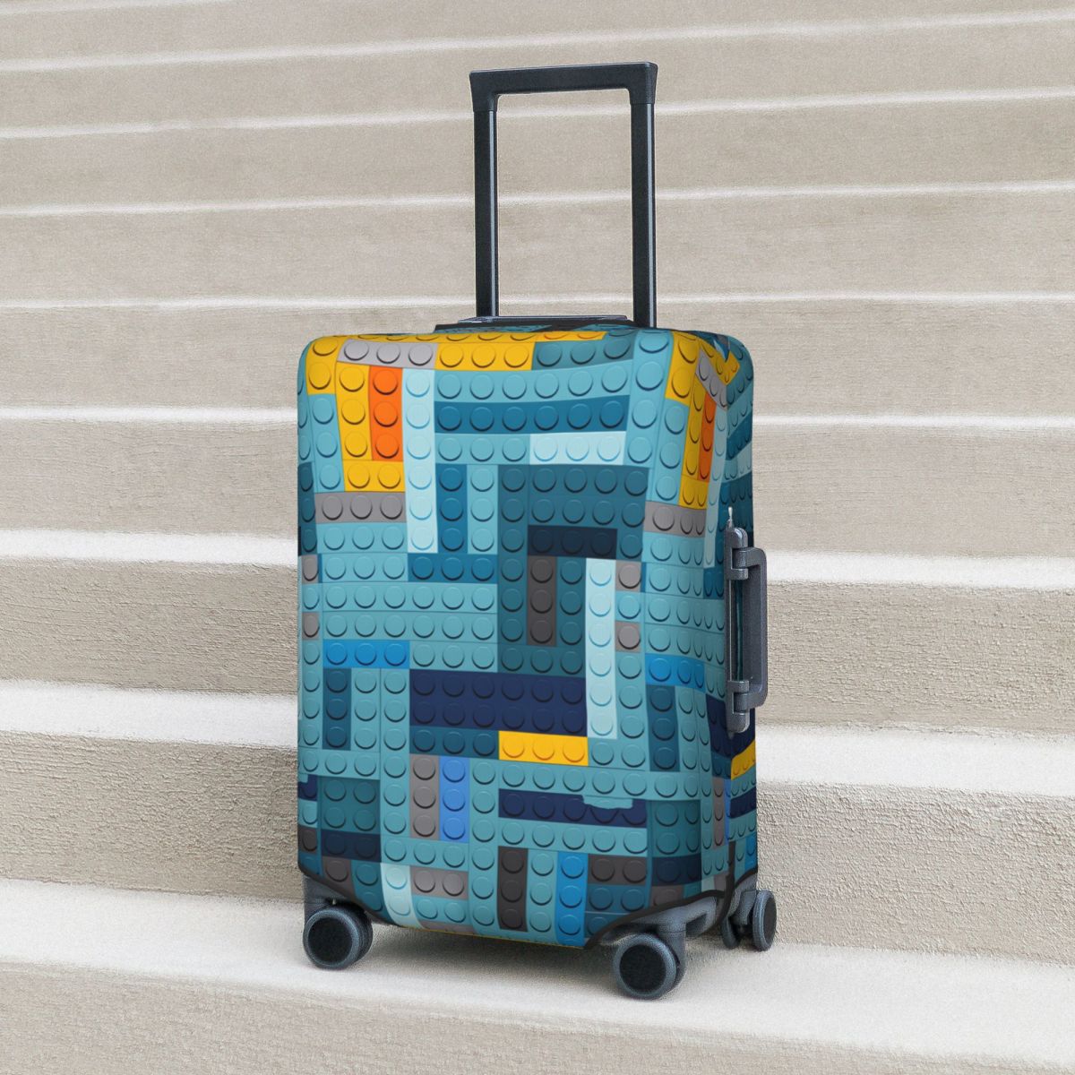 Tech Accessories Travel - Blue Tech Pixel Yapı Taşları Doku